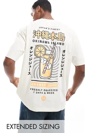 ASOS Oversized t-shirt in off with souvenir back print