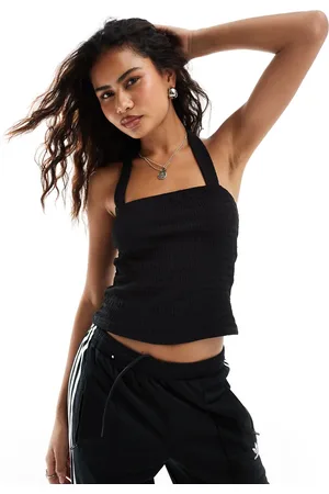 Reclaimed Halter neck top in black