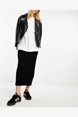 Monki Ribbed midaxi skirt in