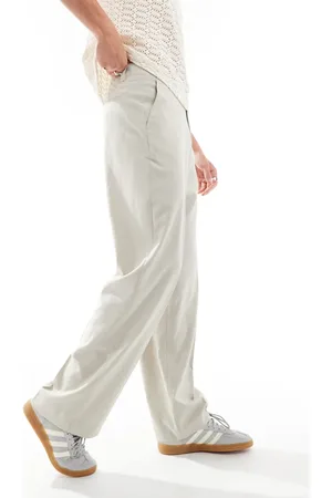 ASOS Smart wide leg trousers in stone
