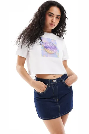 Pieces® Concert disco ball cropped t-shirt in