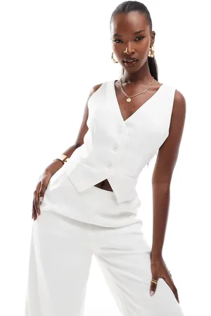 Kaiia Sleeveless wide leg waistcoat jumpsuit in