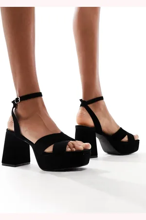 New Look Velvet cross over platform sandal in