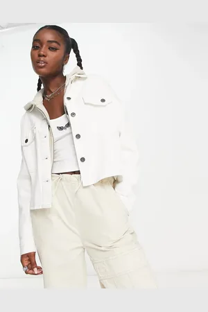 Cotton On Cotton On boxy cropped denim cargo shacket in off