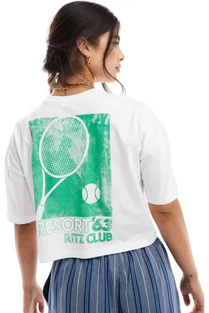 Miss Selfridge Tennis club boxy cropped t-shirt in