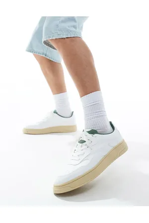 Pull&Bear Retro trainer with green detail in white