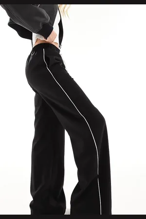 In The Style Contrast drawstring waist wide leg side stripe trousers in