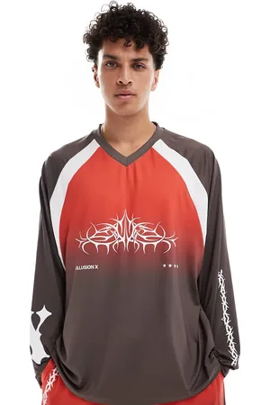 COLLUSION Long sleeve skater fit football t-shirt in and black