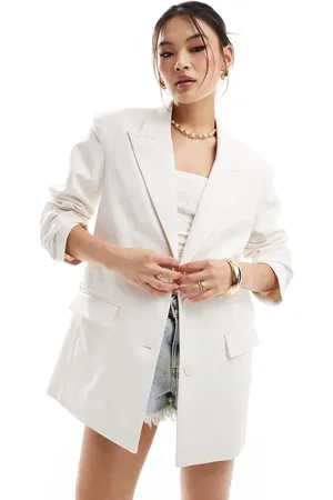 NA-KD Oversized blazer in off