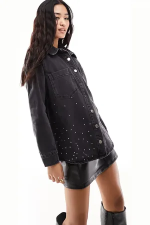River Island Denim shirt with scattered embellishment in