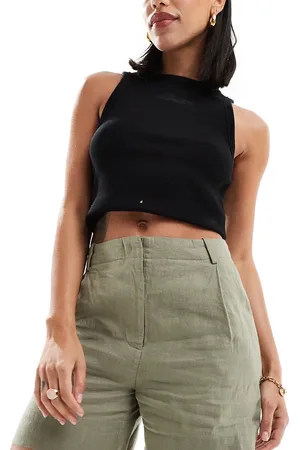 & OTHER STORIES Co-ord linen high waist shorts in khaki exclusive to ASOS