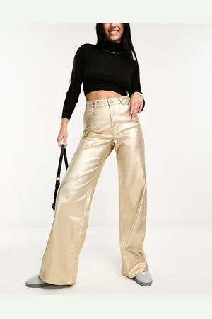 Pull&Bear Wide leg metallic jean in