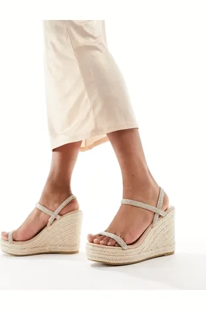 Glamorous Espadilles wedge heeled sandals in diamante
