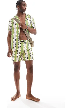 Hunky Trunks Wavy stripe swim shorts co ord in and white
