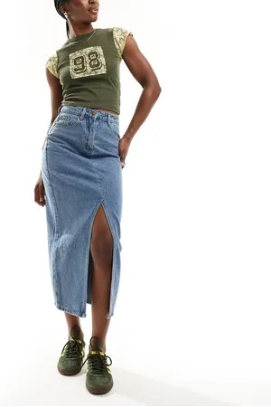 French Connection Denim midi skirt in