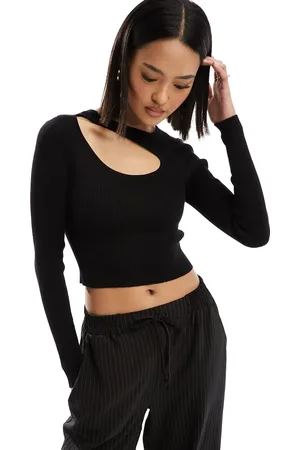 ONLY Long sleeve knitted top with splice detail in