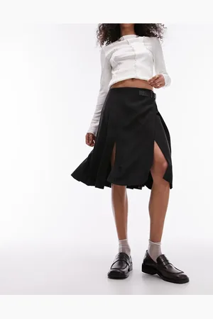 Topshop Tailored Pleat Knee Length kilt in