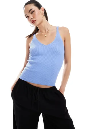 MANGO Ribbed strap vest in light