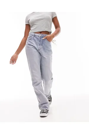 Topshop Hourglass straight Kort jeans in bleach