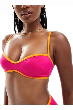 ASOS Contrast binding shaped bandeau bikini top in