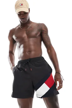 Tommy Hilfiger Medium drawstring swim short with flag print in