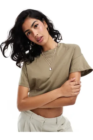 Noisy May Cropped t-shirt in sage