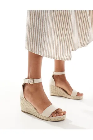 Truffle Collection Jute wedge heeled espadrilles in beige