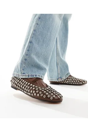 Public Desire Mina studded ballet flat in Tan