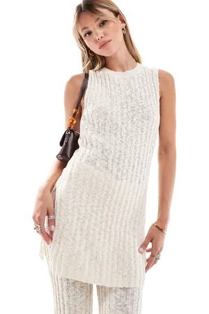 MANGO Knitted sleevless co-ord top in beige