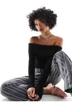 Stradivarius Knitted off shoulder top in