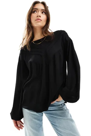 VILA Ladder and chevron detail blouse in
