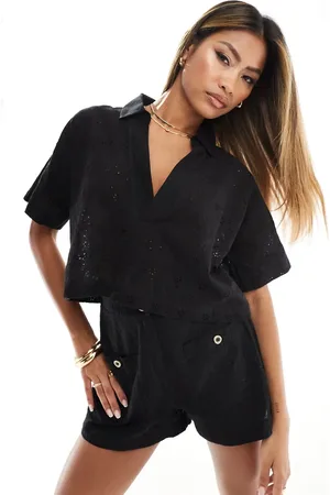 In The Style Broderie cropped shirt co-ord in