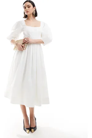 & OTHER STORIES Midaxi dress with volume sleeves and corset detail in
