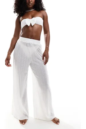 Pieces® Ladder lace wide leg trousers in