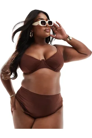 ASOS Curve Maya high leg high waist bikini bottom in chocolate