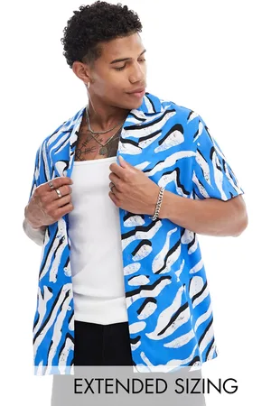 ASOS Relaxed revere shirt with animal print in