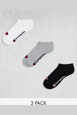 Champion 3 pack ankle socks in grey white and black