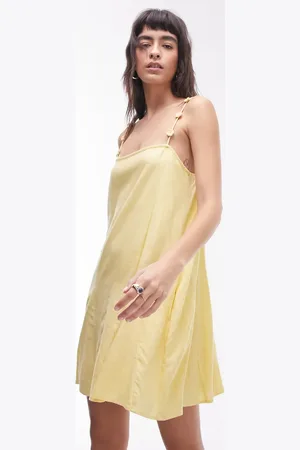 Topshop Floral strappy linen mini dress in
