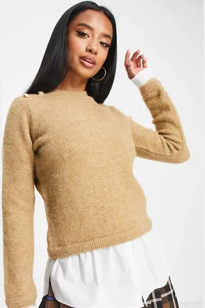 River Island Petite button detail hybrid jumper in