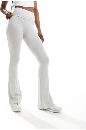 Miss Selfridge Low rise deep fold over waistband flare legging in marl