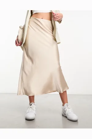 New Look Satin midi skirt in