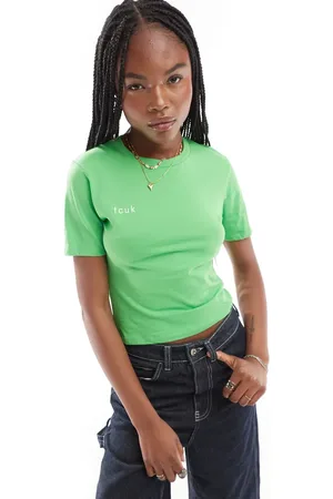 French Connection FCUK cropped fitted t-shirt in