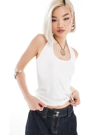 Weekday Astrid jersey halter neck top in