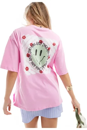 Pieces® Oversized t-shirt with wave face print back in
