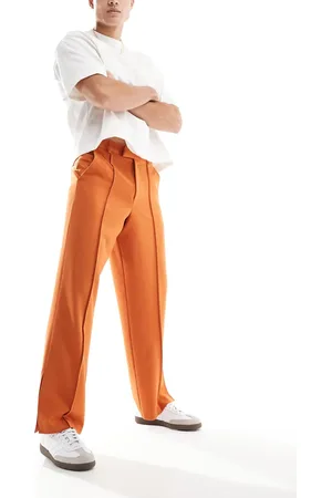 ASOS Smart wide leg trousers with pintucks and side splits in rust