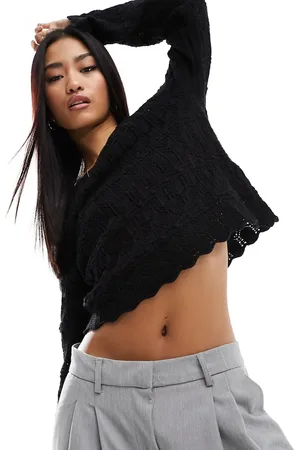 VILA Crochet jumper with wide sleeves in