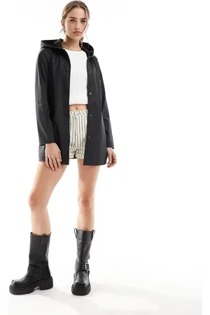 JDY Belted raincoat with hood in