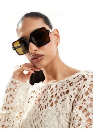 VERSACE Oversized square sunglasses in tortoiseshell