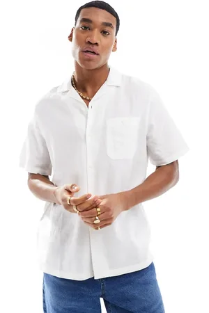 ASOS Relaxed linen shirt with revere collar in