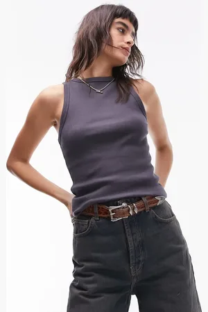 Topshop Rib slim vest in slate